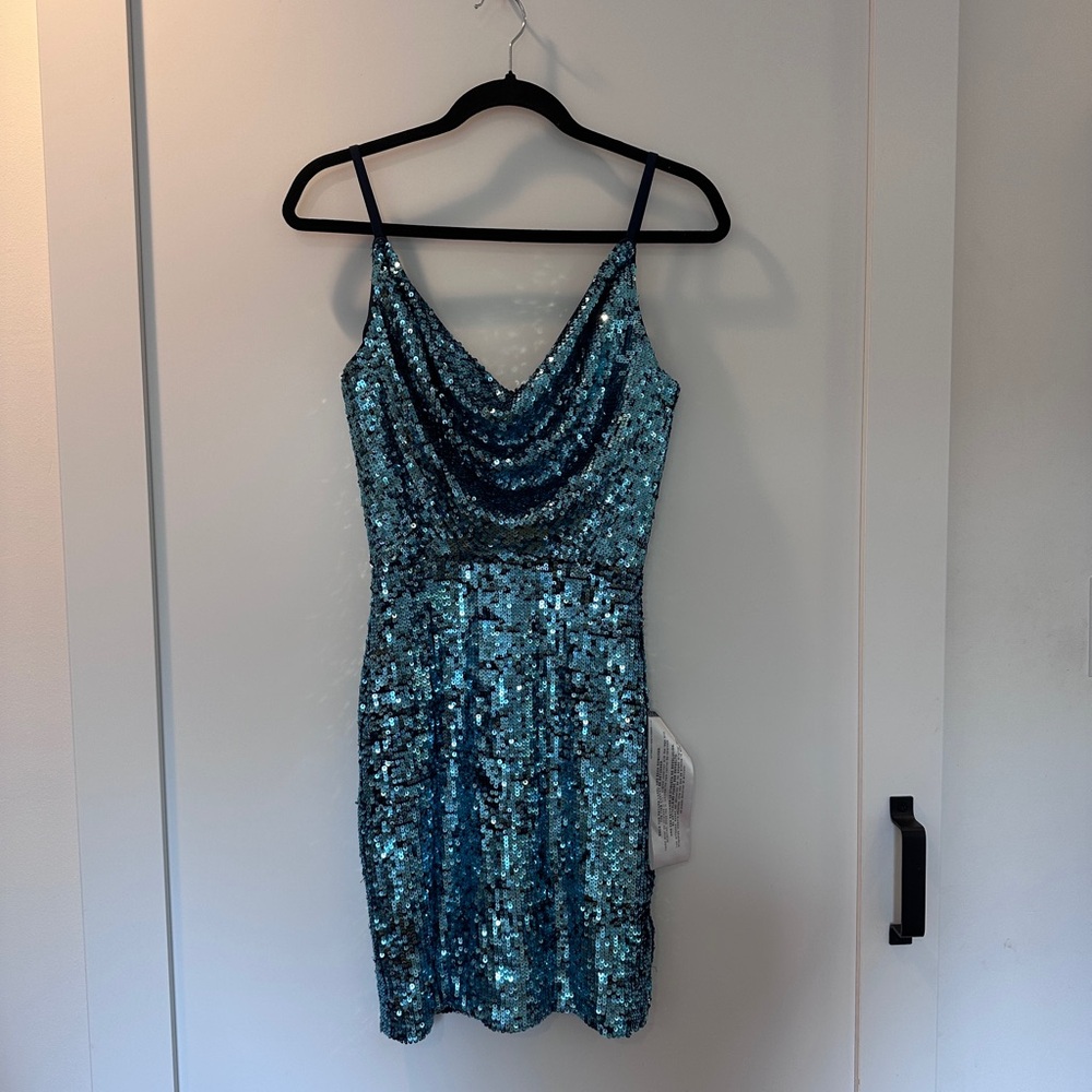 New Dress the Population Aqua Sequin Dress 90s - Size XS